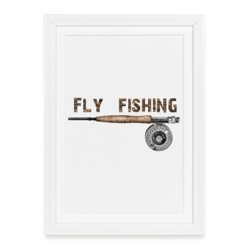 Pêche à la mouche - Affiche encadrée (27 × 37 cm) - blanc - Devant