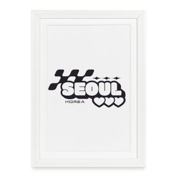 Seoul Rétro Cœurs - Affiche encadrée (27 × 37 cm) - blanc - Devant