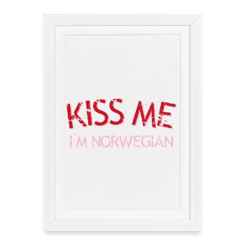 Kiss Me I'm Norwegian - Framed poster (27 × 37 cm) - white - Front