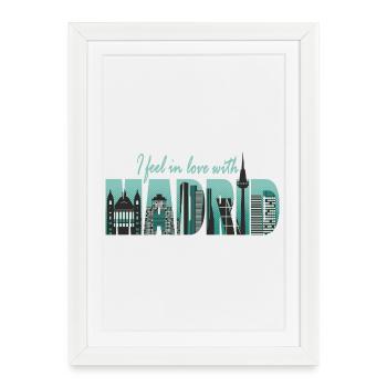 Je suis tombé amoureux de Madrid - Spain Fun - Affiche encadrée (27 × 37 cm) - blanc - Devant