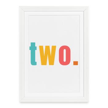Deux Deux Deux Ans 2ème Anniversaire Texte Police Coloré - Affiche encadrée (27 × 37 cm) - blanc - Devant