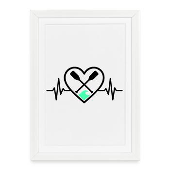 Canoe Kayak Heart Paddle Wave Outdoor Sports - Framed poster (27 × 37 cm) - white - Front