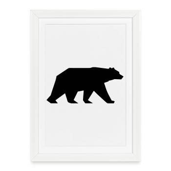 Icône de silhouette d’ours - Affiche encadrée (27 × 37 cm) - blanc - Devant