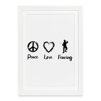 Love of fencing - Framed poster (27 × 37 cm) - white - Front