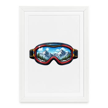 Paysage des lunettes de ski - Affiche encadrée (27 × 37 cm) - blanc - Devant