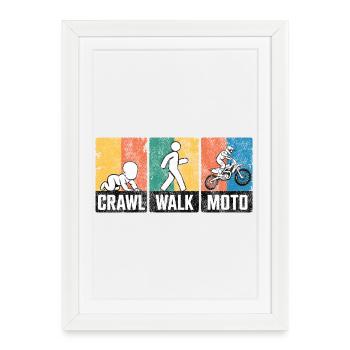 Ramper, marcher, moto, moto divertente, drôle - Affiche encadrée (27 × 37 cm) - blanc - Devant