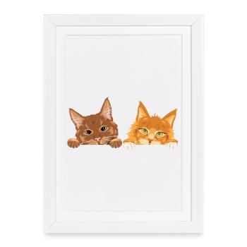 Peeking_cute_two_ginger_cats - Affiche encadrée (27 × 37 cm) - blanc - Devant