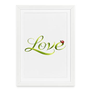 Fontaine d’amour faite d’un brin d’herbe avec Ladybug - Affiche encadrée (27 × 37 cm) - blanc - Devant