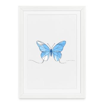 Blue Geometric Butterfly - Framed poster (27 × 37 cm) - white - Front