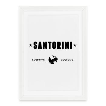 Santorin Grèce Coordonnées GPS Globe - Affiche encadrée (27 × 37 cm) - blanc - Devant