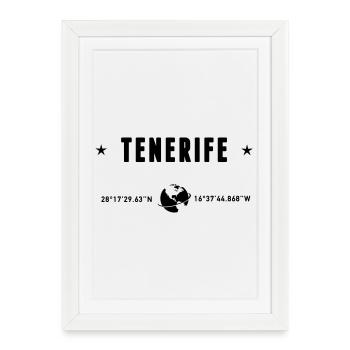 Tenerife Spain Coordinates Gps Globe - Framed poster (27 × 37 cm) - white - Front