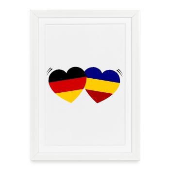 Drapeau Hearts Duo Roumanie - Affiche encadrée (27 × 37 cm) - blanc - Devant