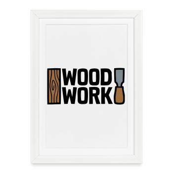 Wood Work Lettering Logo - Framed poster (27 × 37 cm) - white - Front