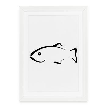 Fisch - Gerahmtes Poster (27 × 37 cm) - Weiß - Vorne