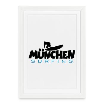 München Surfing - Gerahmtes Poster (27 × 37 cm) - Weiß - Vorne