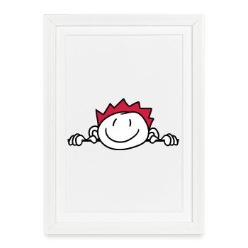 hide wall wall face head child painted kri - Framed poster (27 × 37 cm) - white - Front