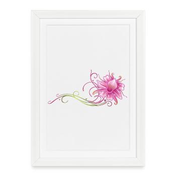 Orchidée colorée avec des ornements en filigrane - Affiche encadrée (27 × 37 cm) - blanc - Devant