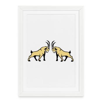 Double symétrie Beige Capricorne - Affiche encadrée (27 × 37 cm) - blanc - Devant