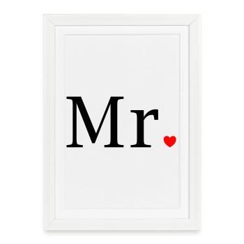 Monsieur T-shirt Cadeau de mariage Mari La marier - Affiche encadrée (27 × 37 cm) - blanc - Devant