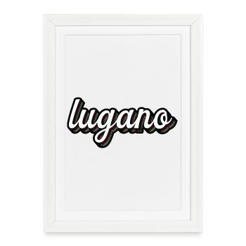 Lugano Neon Lettering Multiple Shadows - Framed poster (27 × 37 cm) - white - Front