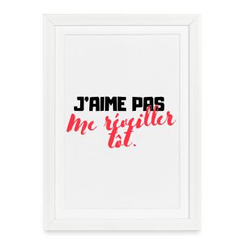 Anti-matinal - T-shirt humoristique - Affiche encadrée (27 × 37 cm) - blanc - Devant