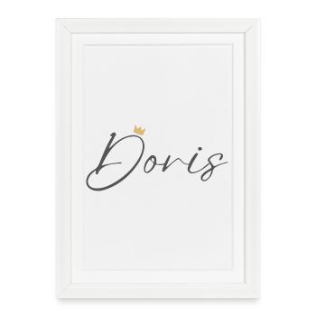 Chemise Couronne Princesse Doris – Nom avec la lettre D - Affiche encadrée (27 × 37 cm) - blanc - Devant