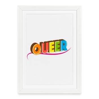 Queer Typo pour le mois des fiertés Égalité des droits LGBTQ - Affiche encadrée (27 × 37 cm) - blanc - Devant