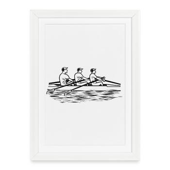 Rowing Team Drawing - Framed poster (27 × 37 cm) - white - Front