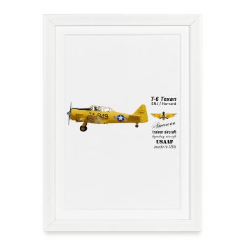 T-6 Texan - Affiche encadrée (27 × 37 cm) - blanc - Devant