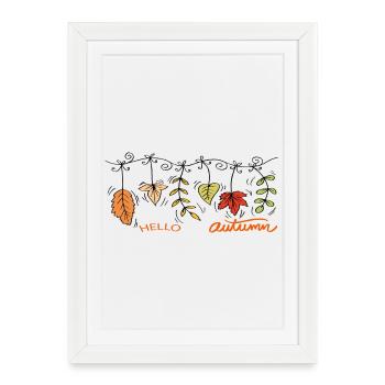 Bonjour l'automne Feuilles d'automne - Affiche encadrée (27 × 37 cm) - blanc - Devant