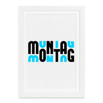 Lundi Noir/Cyan - Affiche encadrée (27 × 37 cm) - blanc - Devant