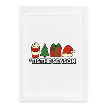 C’est la saison Équipe de Noël festive - Affiche encadrée (27 × 37 cm) - blanc - Devant