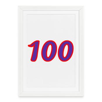 100. 100 ANS. 100e ANNIVERSAIRE. ANNIVERSAIRE 100  - Affiche encadrée (27 × 37 cm) - blanc - Devant