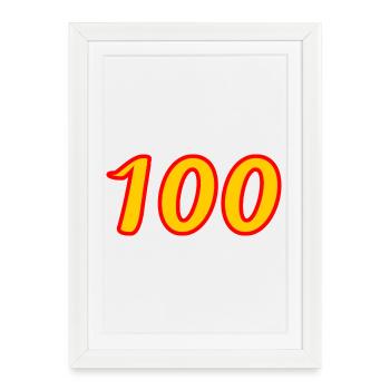 100. 100 ANS. 100e ANNIVERSAIRE. ANNIVERSAIRE 100  - Affiche encadrée (27 × 37 cm) - blanc - Devant