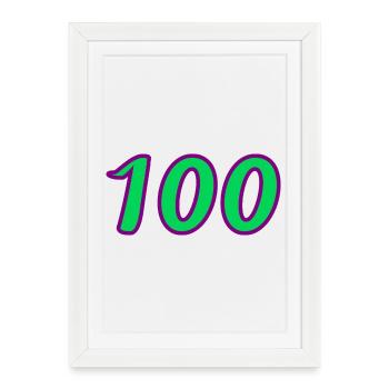 100. 100 ANS. 100e ANNIVERSAIRE. ANNIVERSAIRE 100  - Affiche encadrée (27 × 37 cm) - blanc - Devant