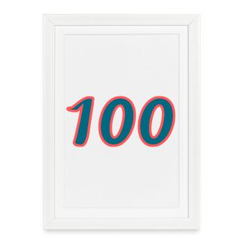100. 100 ANS. 100e ANNIVERSAIRE. ANNIVERSAIRE 100 - Affiche encadrée (27 × 37 cm) - blanc - Devant