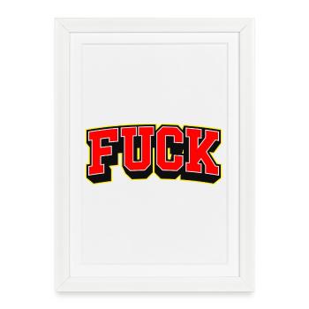 F Word Sports Style Logo - Framed poster (27 × 37 cm) - white - Front