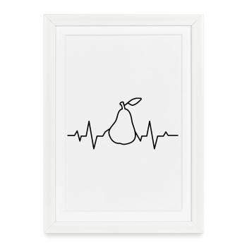 Cadeau pour les passionnés de nutrition, poire battement de cœur - Affiche encadrée (27 × 37 cm) - blanc - Devant