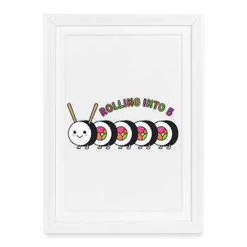 Rolling Into 5 Sushi Birthday - Framed poster (27 × 37 cm) - white - Front