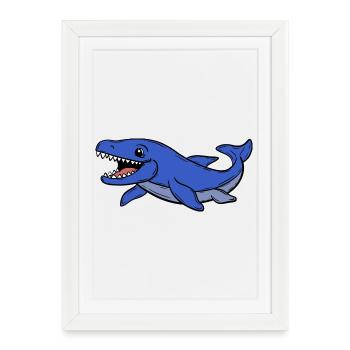 Dino - Affiche encadrée (27 × 37 cm) - blanc - Devant