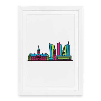 The Hague City Skyline Binnenhof Modern Line Art - Framed poster (27 × 37 cm) - white - Front