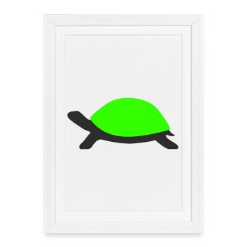 Gezeichnete Schildkröte  - Gerahmtes Poster (27 × 37 cm) - Weiß - Vorne