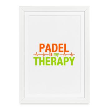 Padel est ma thérapie Heartbeat Sport Statement - Affiche encadrée (27 × 37 cm) - blanc - Devant