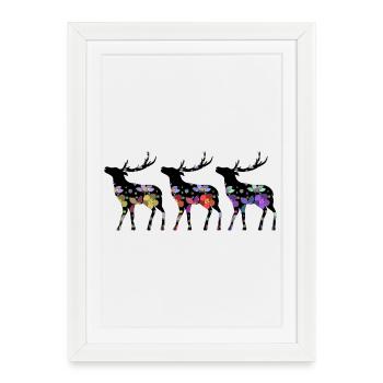 Deer - Framed poster (27 × 37 cm) - white - Front