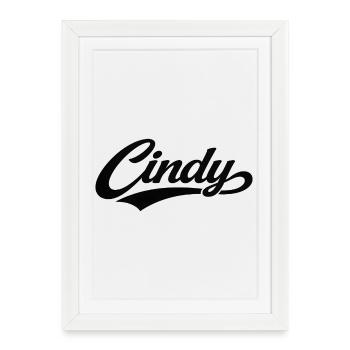 Nom de Cindy : premier nom de famille cadeaux de famille - Affiche encadrée (27 × 37 cm) - blanc - Devant