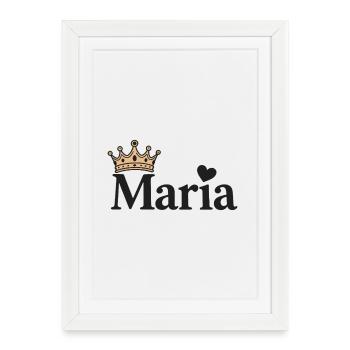 Idée cadeau Mary Prénom Crown Heart - Affiche encadrée (27 × 37 cm) - blanc - Devant