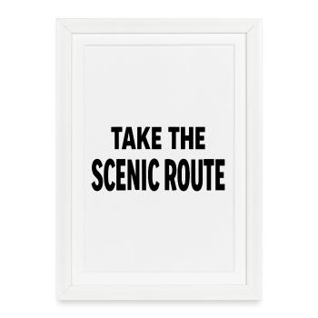 Prenez la route panoramique Abenteuer Reise Spruch - Affiche encadrée (27 × 37 cm) - blanc - Devant