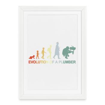 Évolution du plombier - Affiche encadrée (27 × 37 cm) - blanc - Devant
