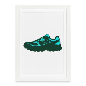 Flat Icon Sporty Sneaker - Framed poster (27 × 37 cm) - white - Front