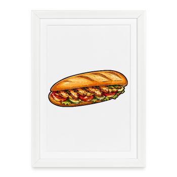 Freshly filled baguette sandwich - Framed poster (27 × 37 cm) - white - Front